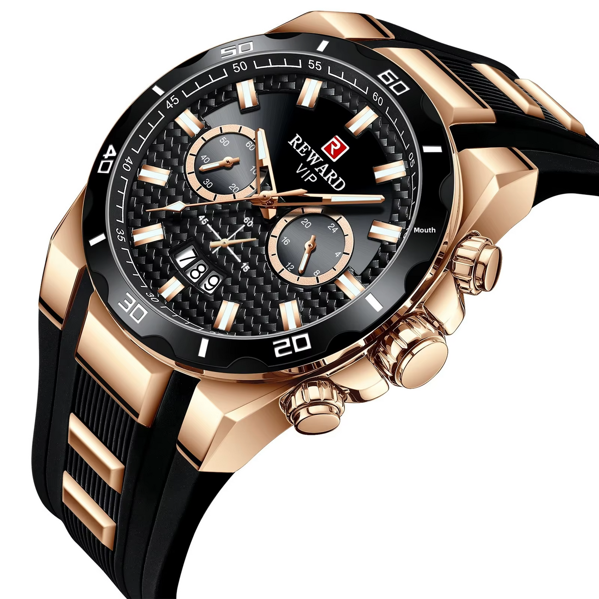 Reward Luxury Chronograph Watch – Premium Black & Gold