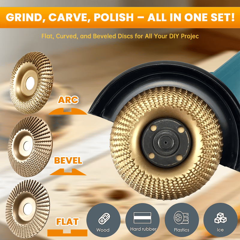 Wood Carving Disc Set for Angle Grinder 3Pcs detail view